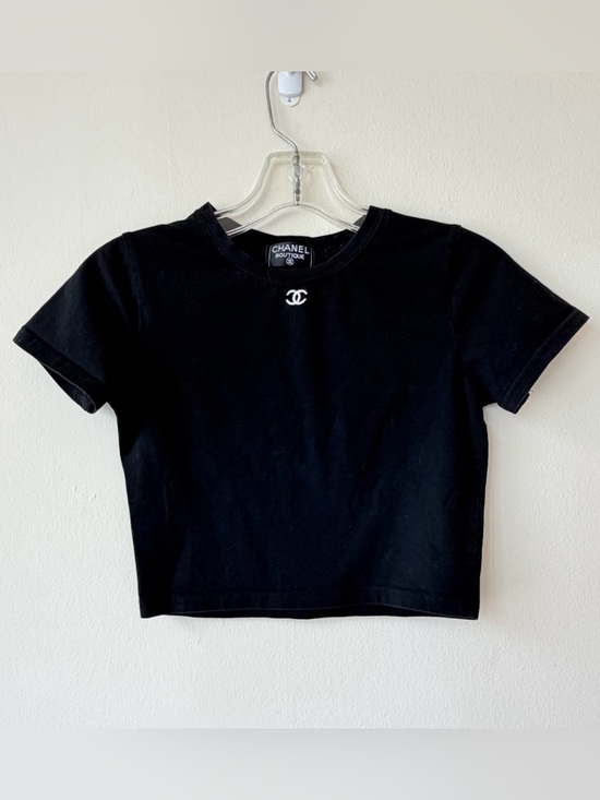 CHANEL Tops - CHANEL Y2K vintage 90’s baby‎ Tee Black Short Sleeve Logo Tee AUTHENTIC